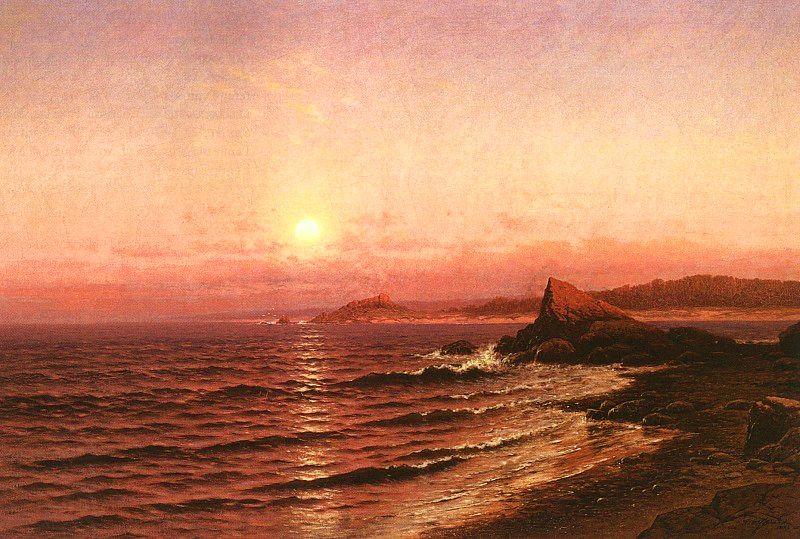 Raymond D Yelland Moonrise over Seacost at Pacific Grove
